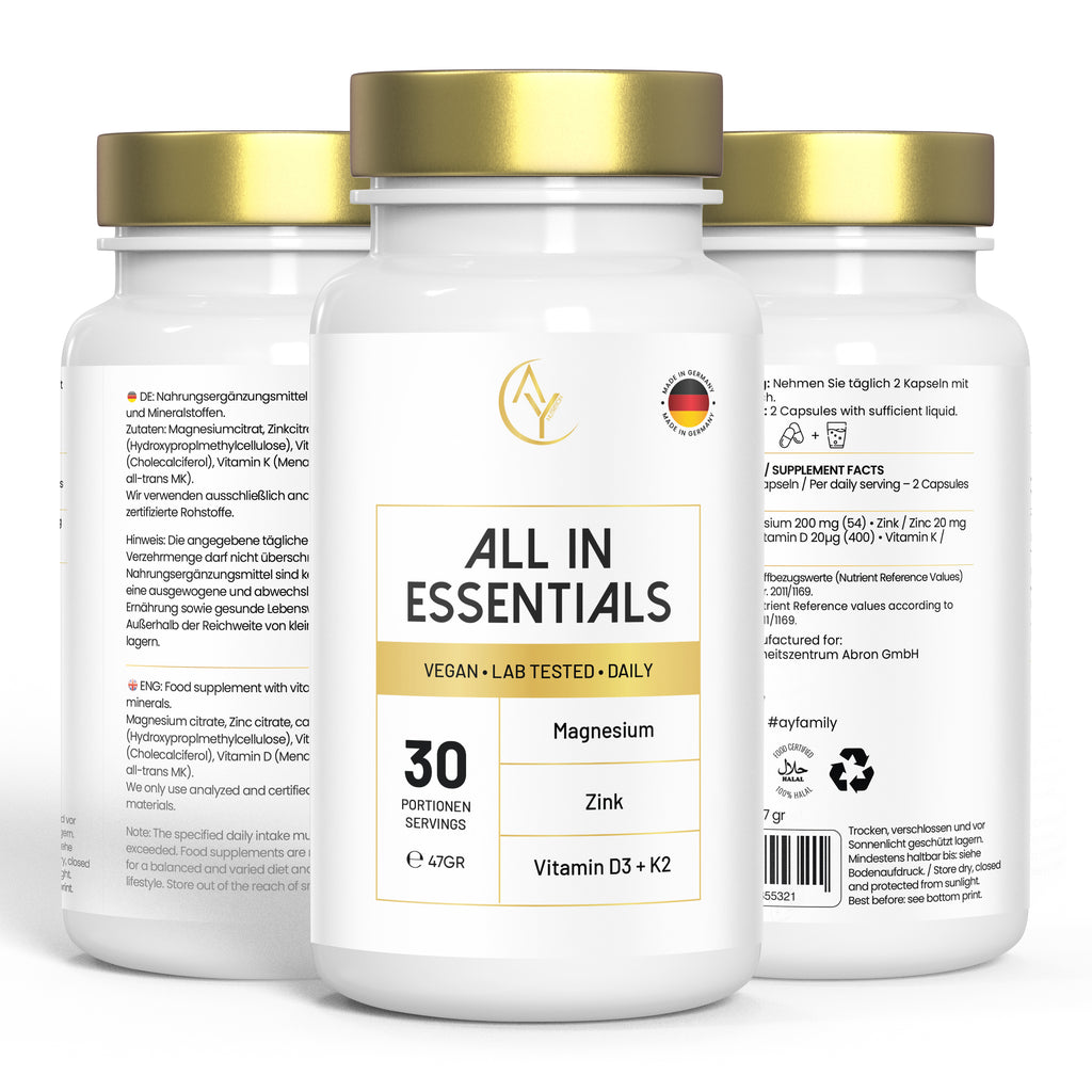 All In Essentials - Maximize Your Health - Magnesium, Zink, Vitamin D3 & K2
