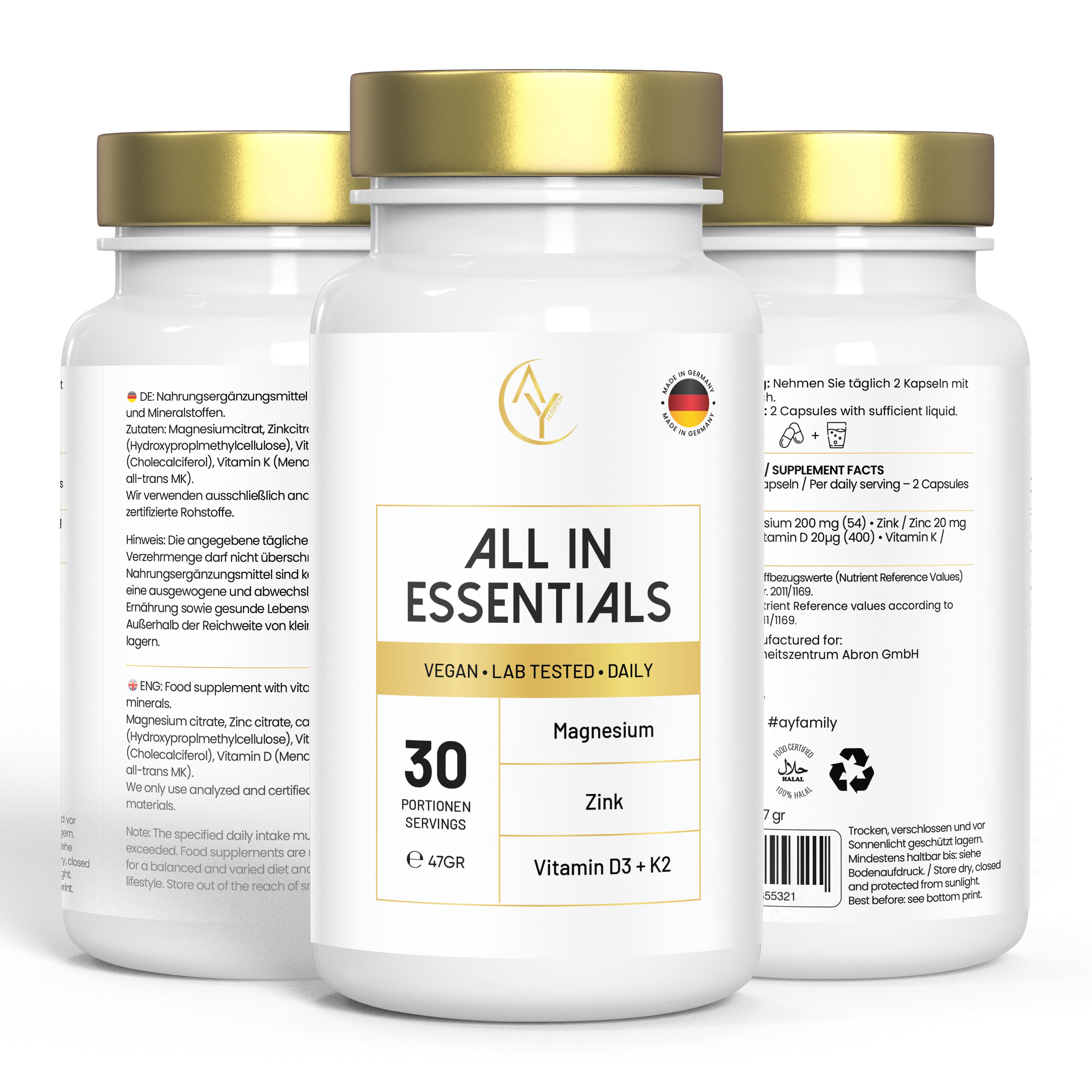 All In Essentials - Maximize Your Health - Magnesium, Zink, Vitamin D3 & K2